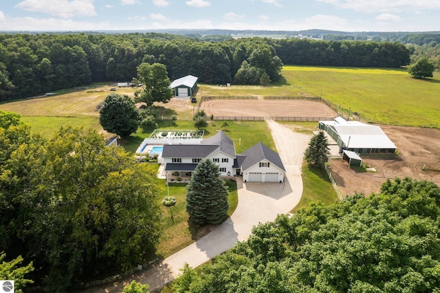 drone / aerial view featuring a rural view