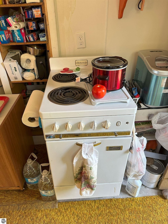 room details with white range with electric stovetop