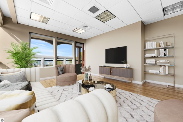 living room with hardwood / wood-style flooring