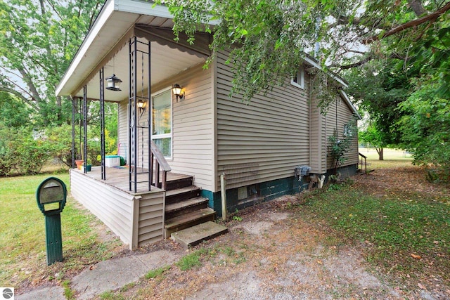 view of home's exterior with a porch