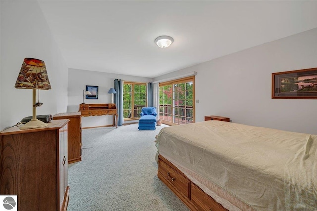 carpeted bedroom featuring access to outside