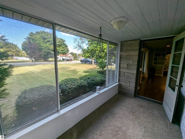 view of unfurnished sunroom