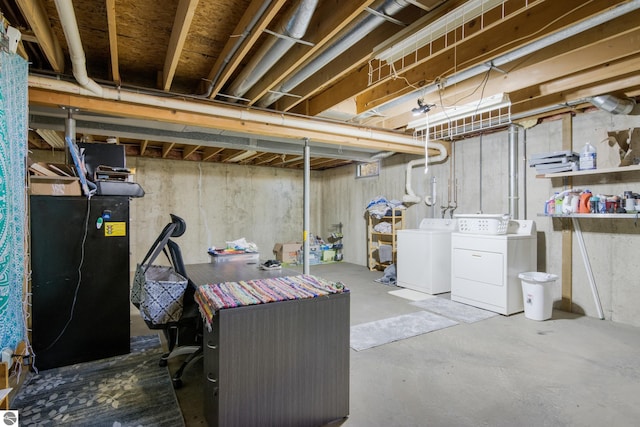 basement with independent washer and dryer