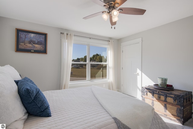 bedroom featuring ceiling fan