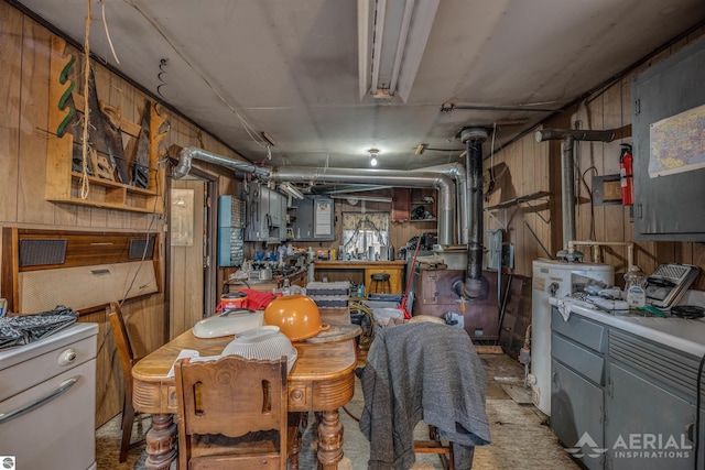 interior space with wooden walls and washer / clothes dryer