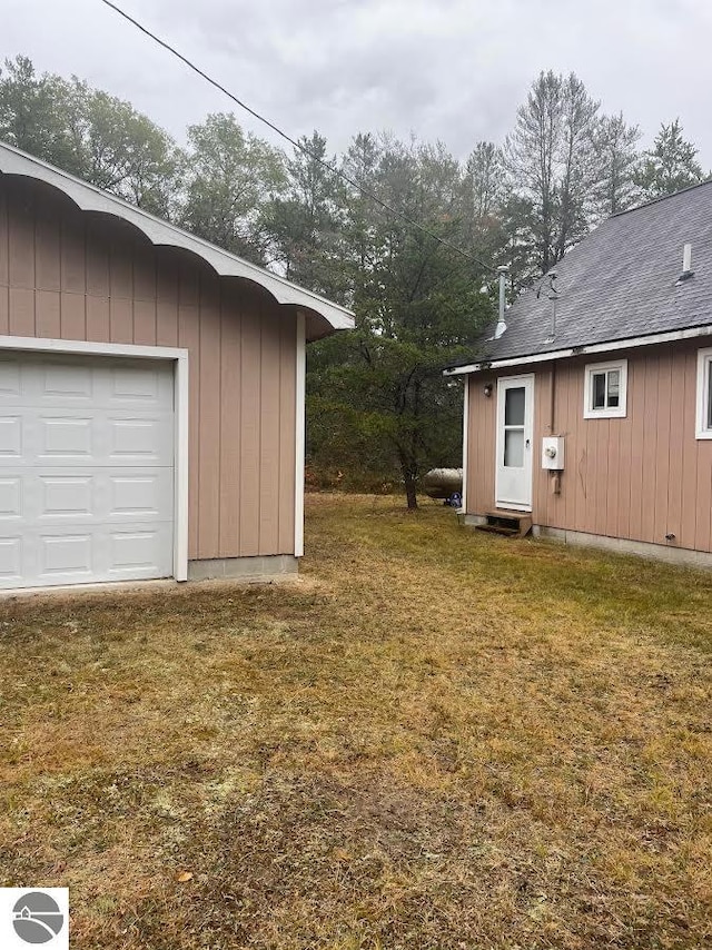 exterior space with a garage