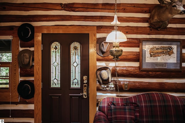 interior space with beam ceiling