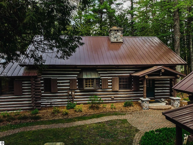 view of log home