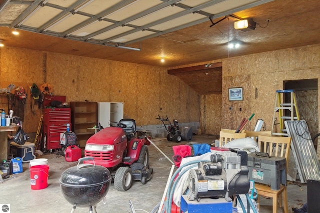 garage with a garage door opener