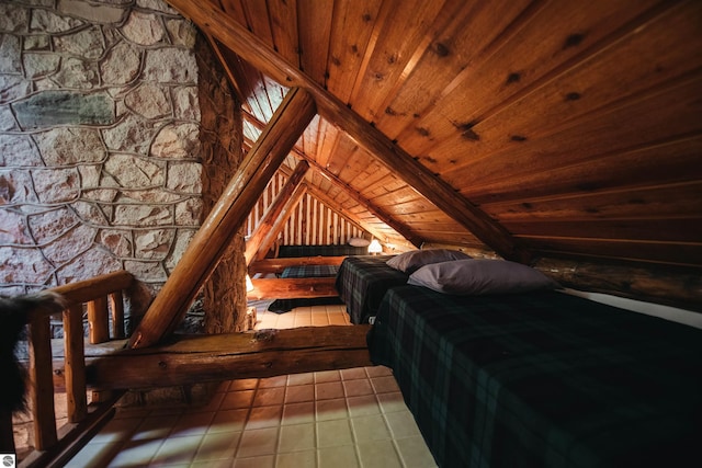 view of unfinished attic