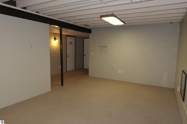 basement featuring carpet floors