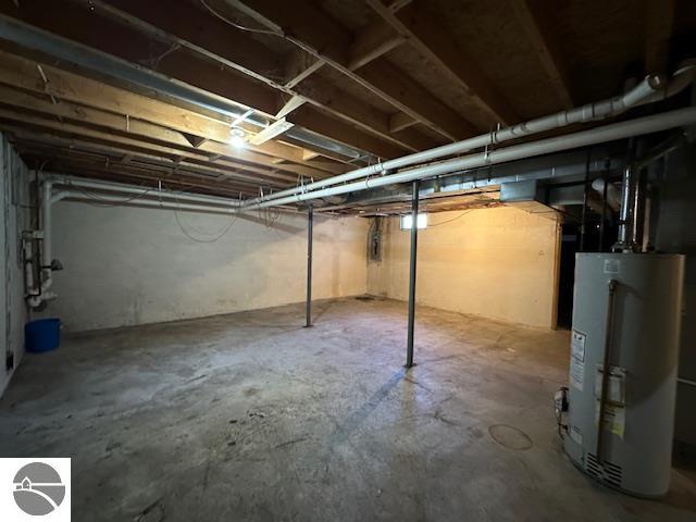 basement with water heater