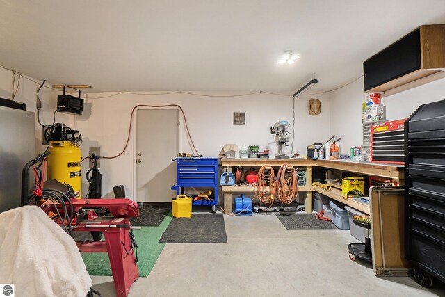 interior space with a workshop area