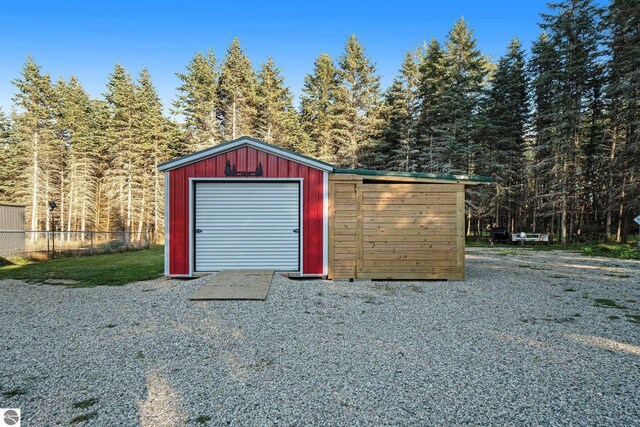 view of outdoor structure featuring a garage