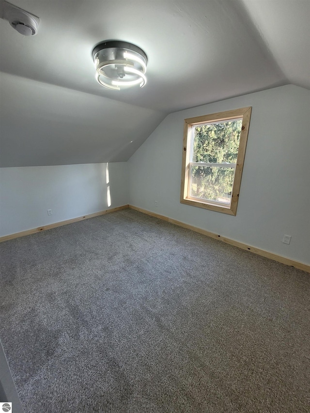 bonus room with carpet and lofted ceiling