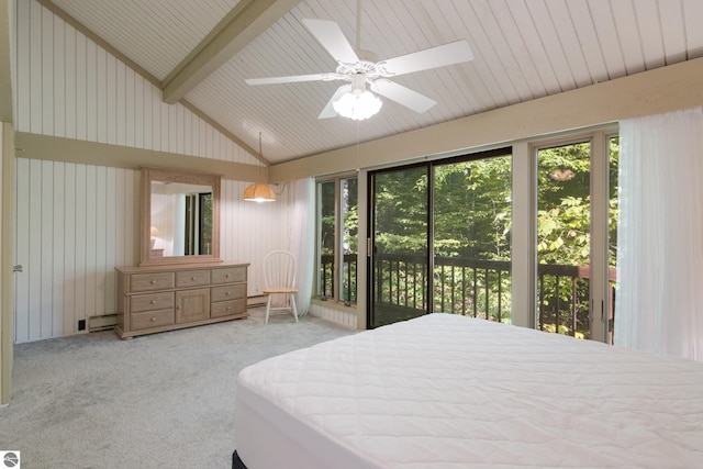 2500 Josef Strasse Unit 410-411, Bellaire, MI 49615 - bedroom with access to outside, lofted ceiling with beams, and multiple windows