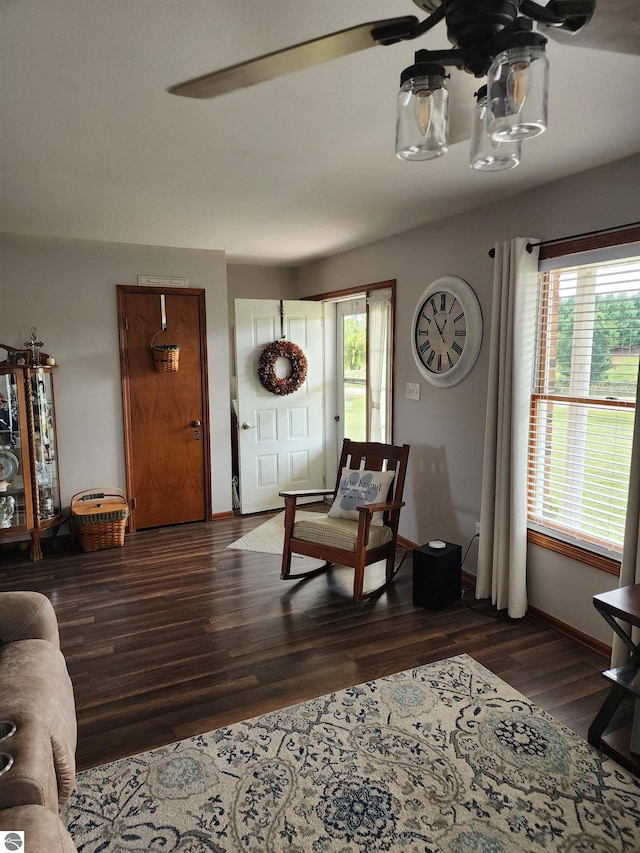 interior space with dark hardwood / wood-style floors