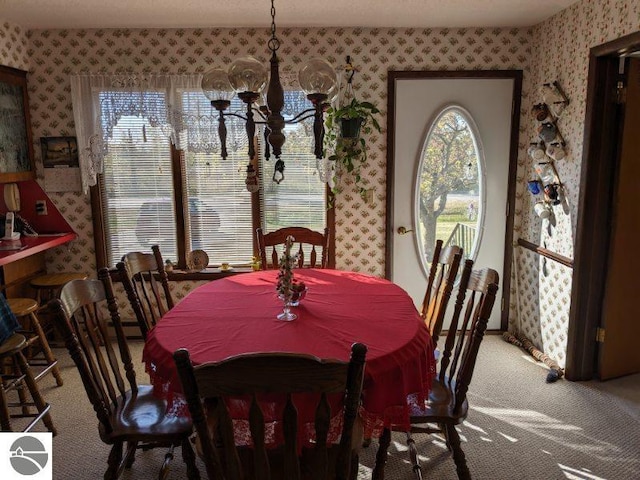 dining area with carpet