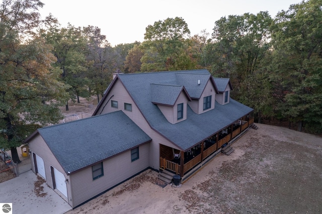 exterior space with a garage