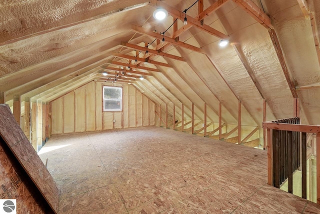 view of unfinished attic