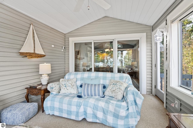 sunroom / solarium with vaulted ceiling and wooden ceiling