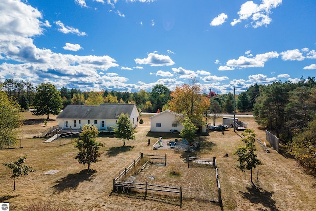 aerial view featuring a rural view