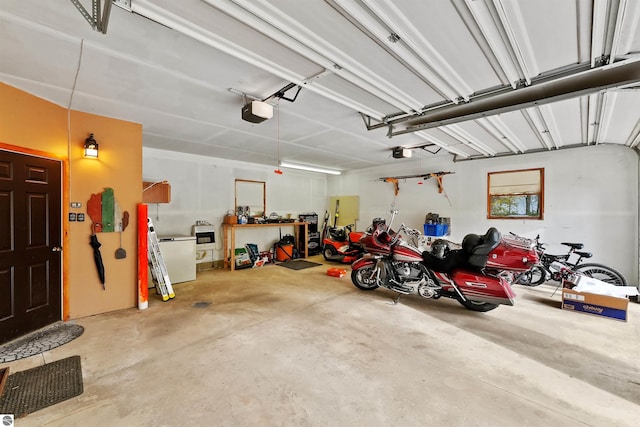 garage with a garage door opener