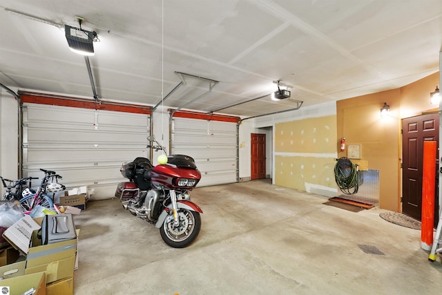 garage with a garage door opener