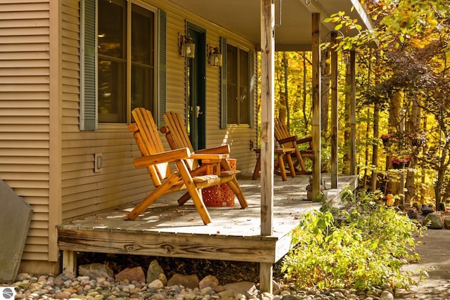 deck featuring a porch