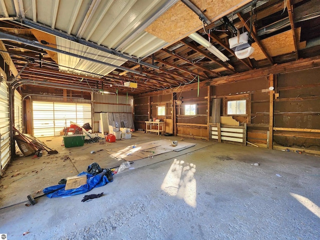 garage with a garage door opener