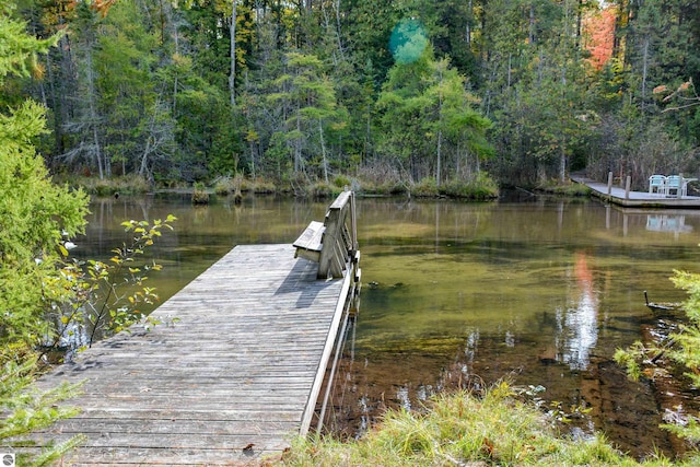 view of dock featuring a water view