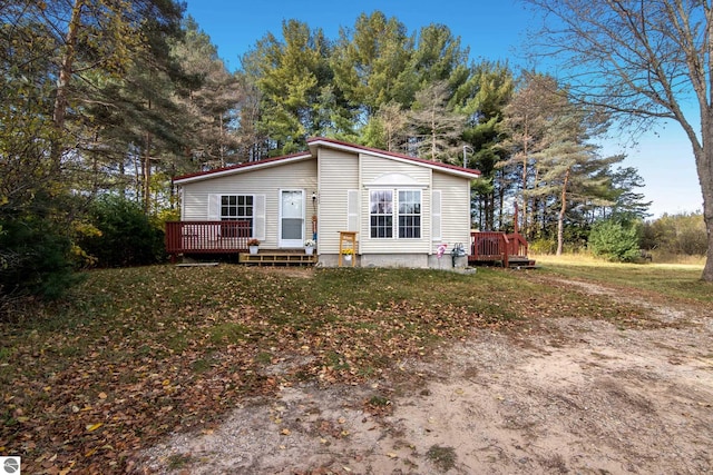 manufactured / mobile home with a deck