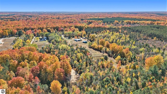 bird's eye view with a view of trees