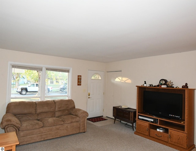 living room featuring carpet