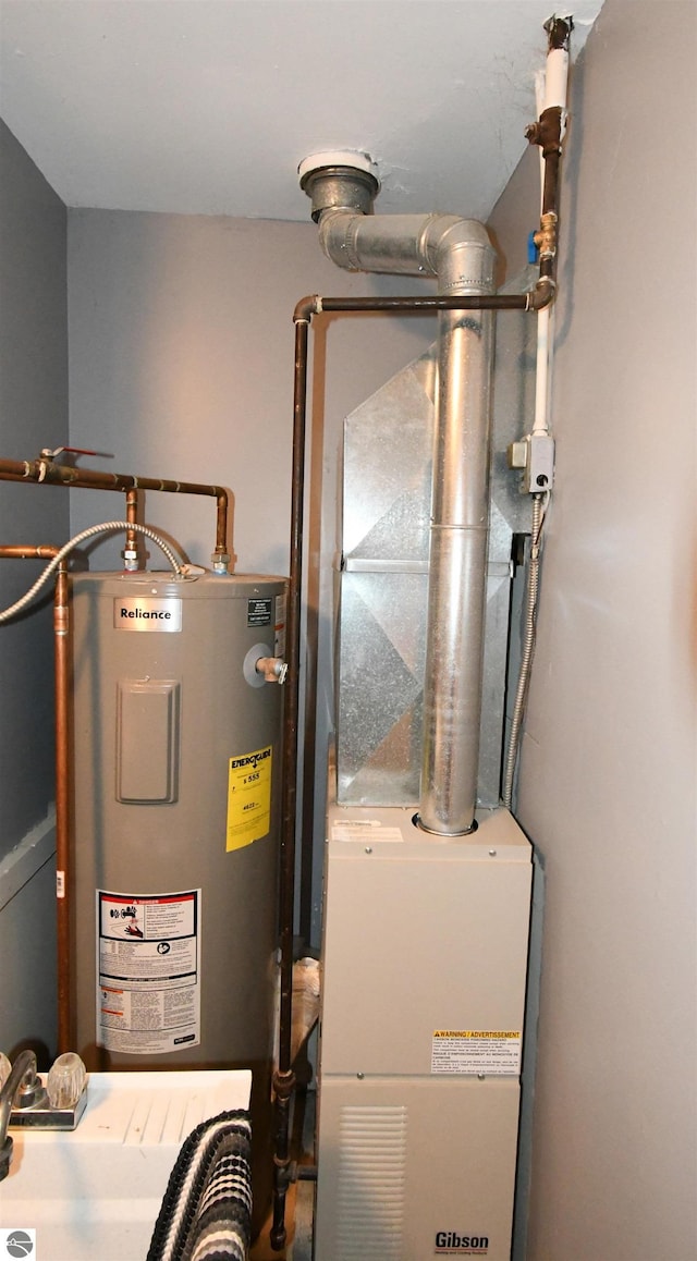 utility room featuring electric water heater