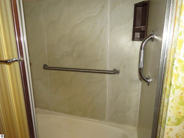 bathroom featuring plus walk in shower