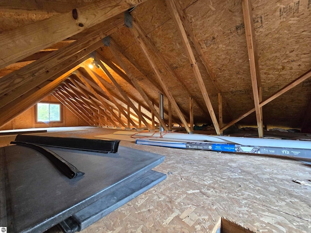 view of unfinished attic