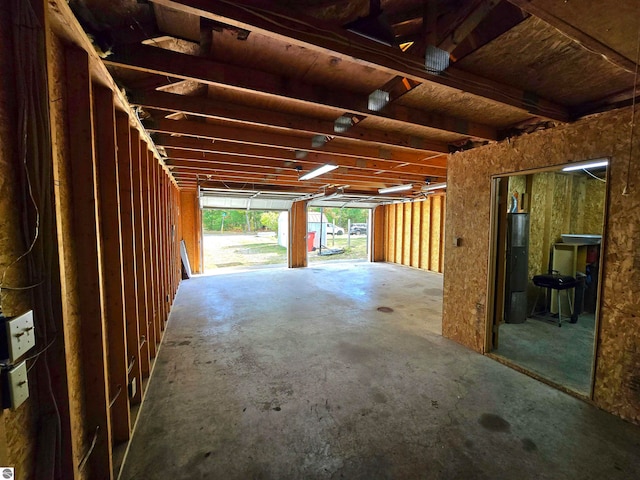 garage with water heater