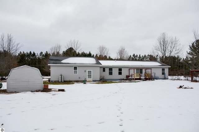 view of snow covered property