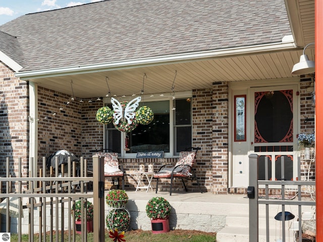 view of patio featuring a porch