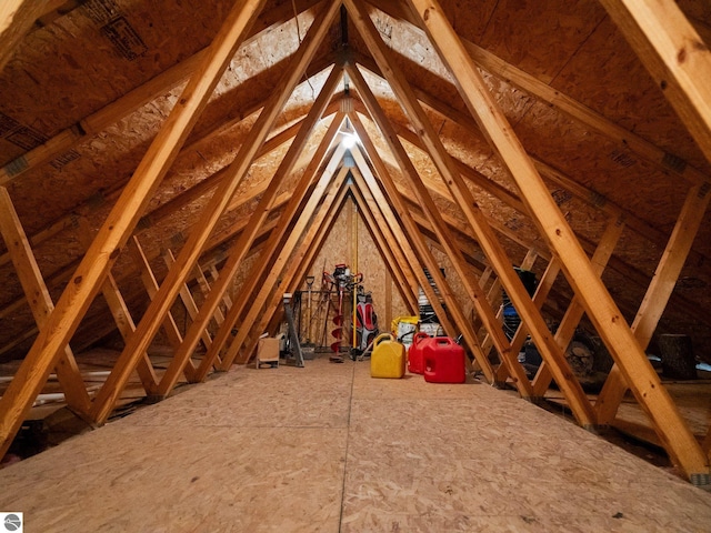 view of unfinished attic