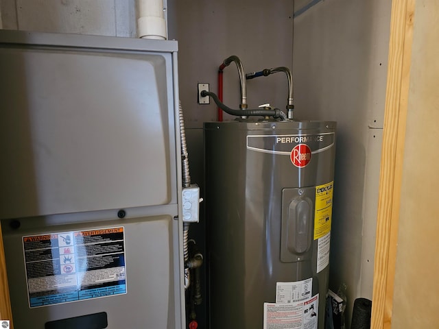 utilities with water heater and heating unit