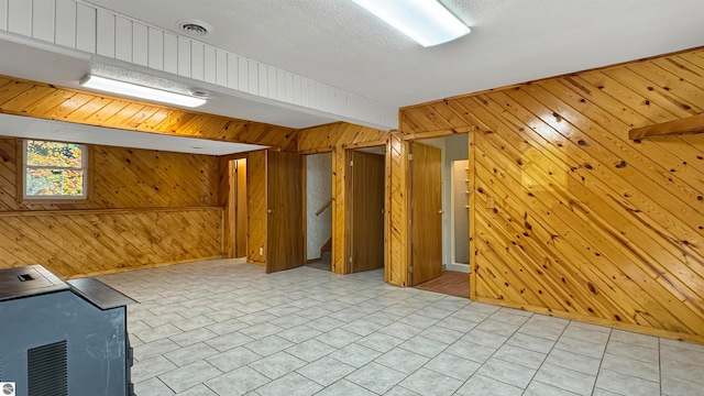 basement with wood walls