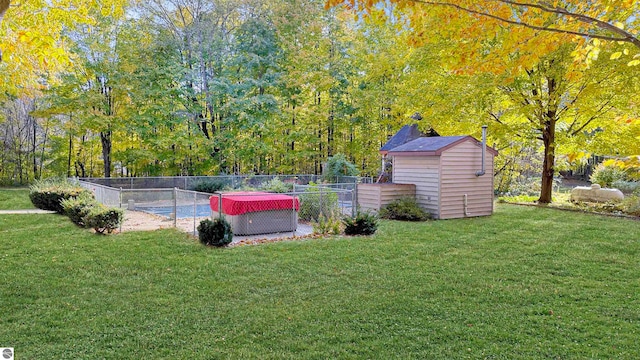 exterior space featuring a storage unit