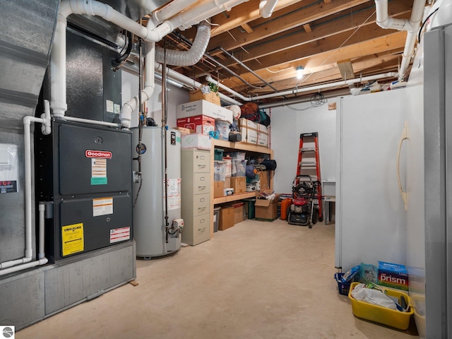 basement with gas water heater