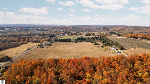 aerial view featuring a rural view