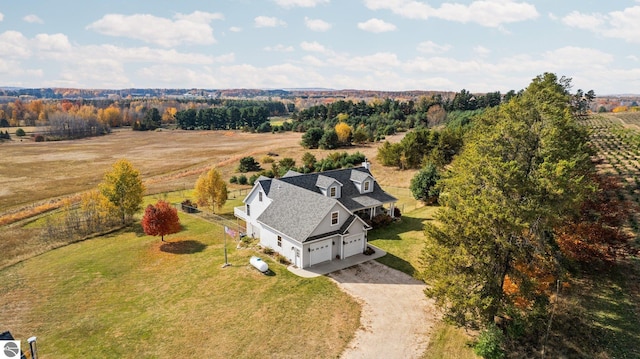 drone / aerial view with a rural view