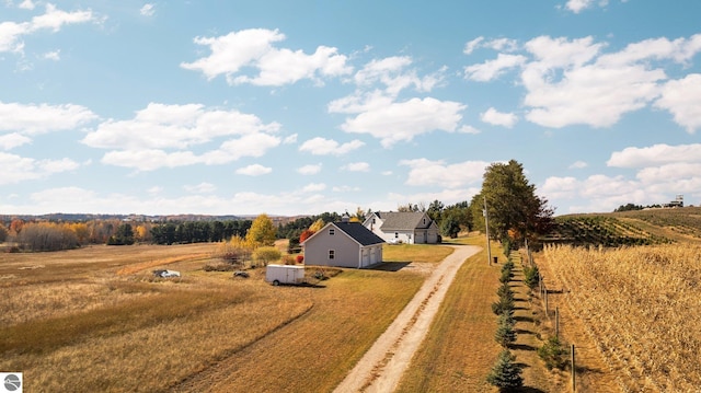 view of road with a rural view