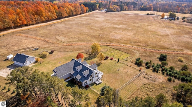 drone / aerial view featuring a rural view