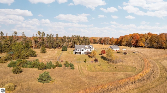 aerial view with a rural view